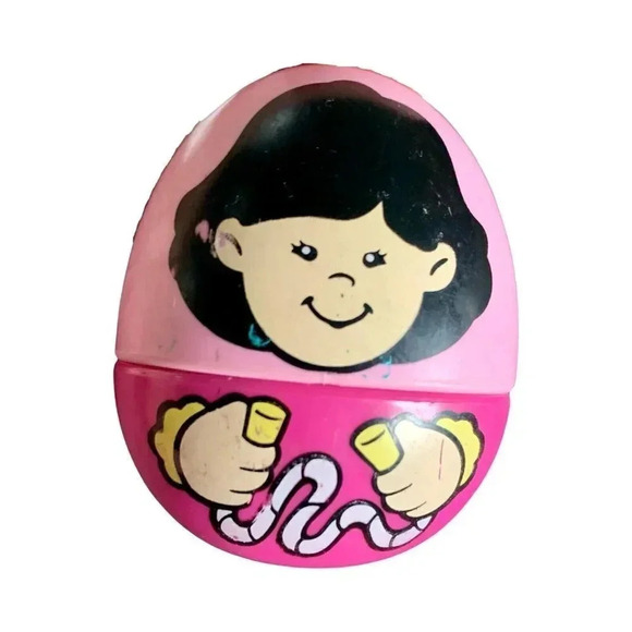 Hasbro Weeble Wobble Pink Black Hair Girl Jumping Rope Playing 1995 Vintage Toy - Picture 1 of 4